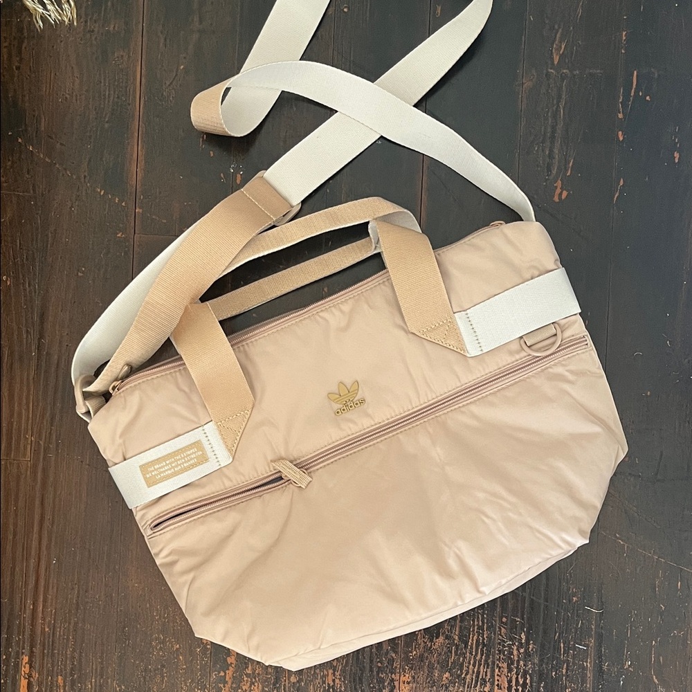 Adidas Beige and White Women's Shoulder Bag